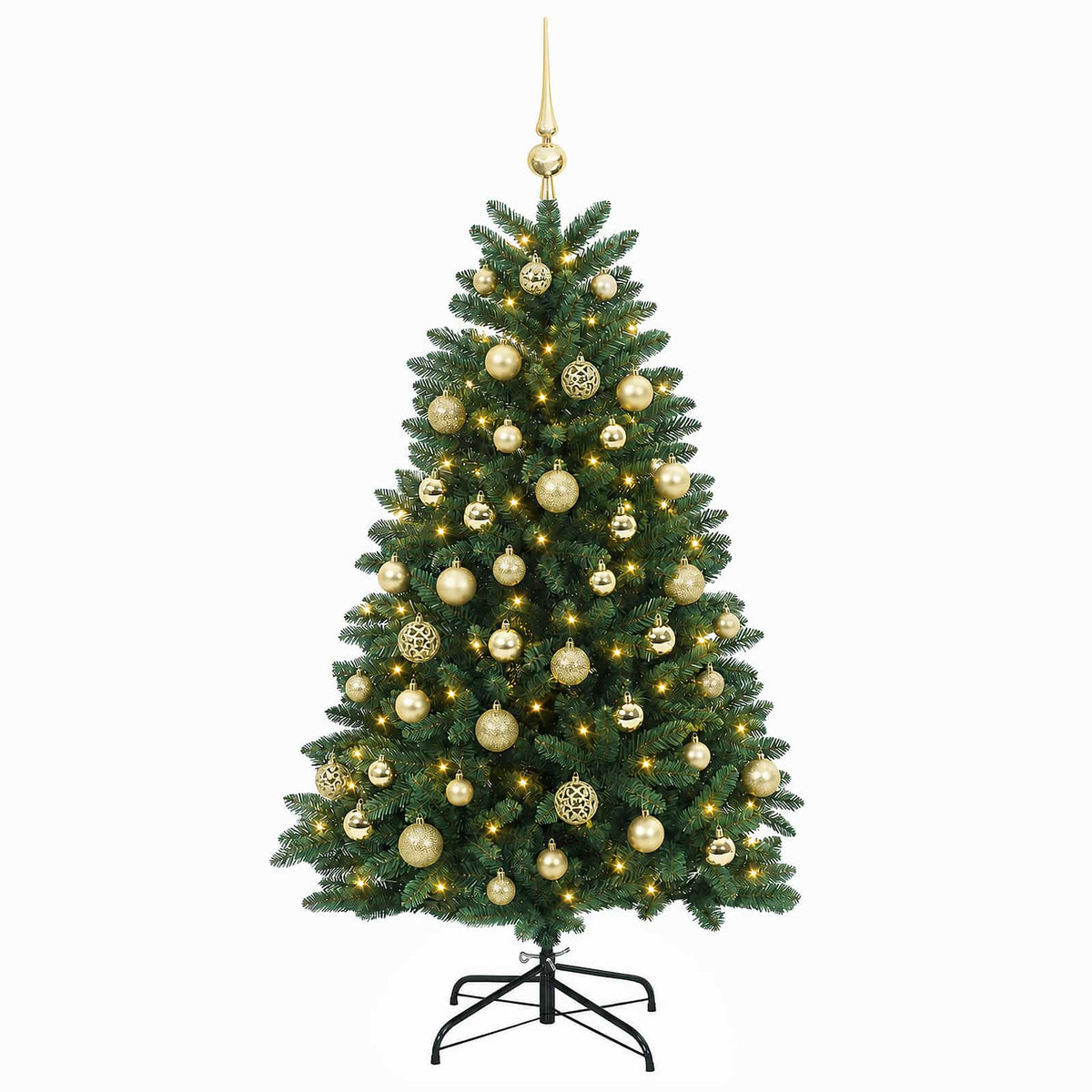 Umjetno božićno drvce srednje zeleno s kuglicama 150 cm