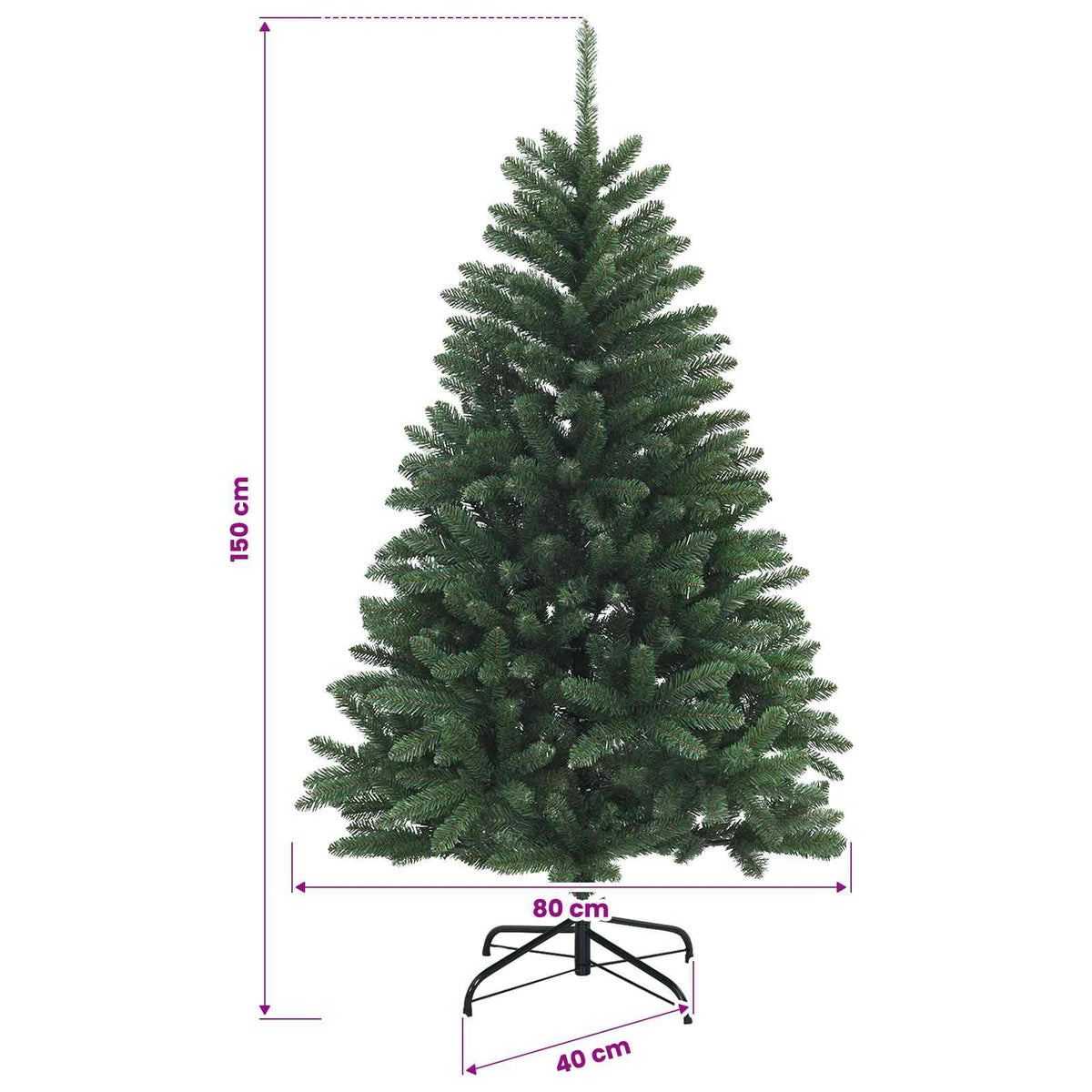 Umjetno božićno drvce srednje zeleno s kuglicama 150 cm