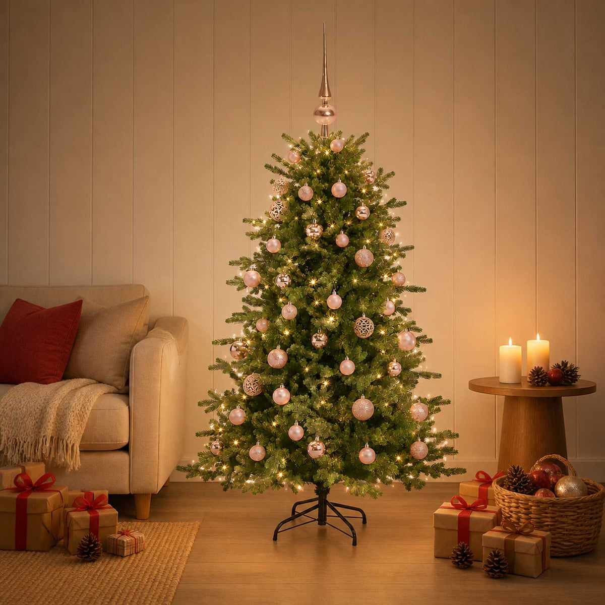 Umjetno božićno drvce s kuglicom 120 cm 150 LED lampica