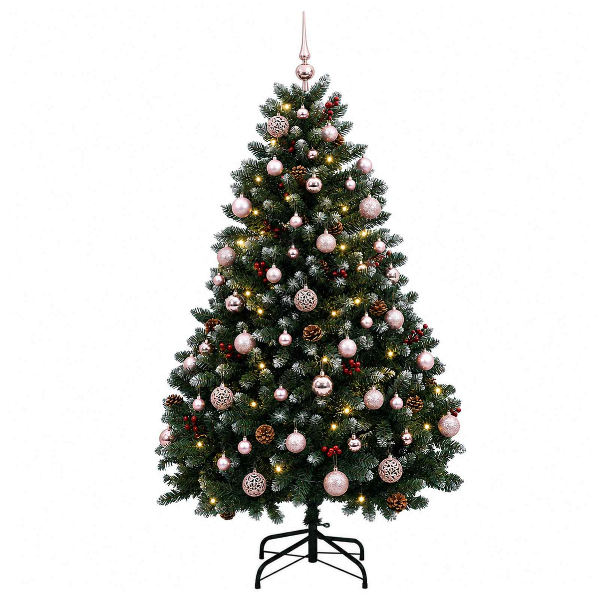 Umjetno božićno drvce zeleno s kuglicama 150 cm 150 LED lampica