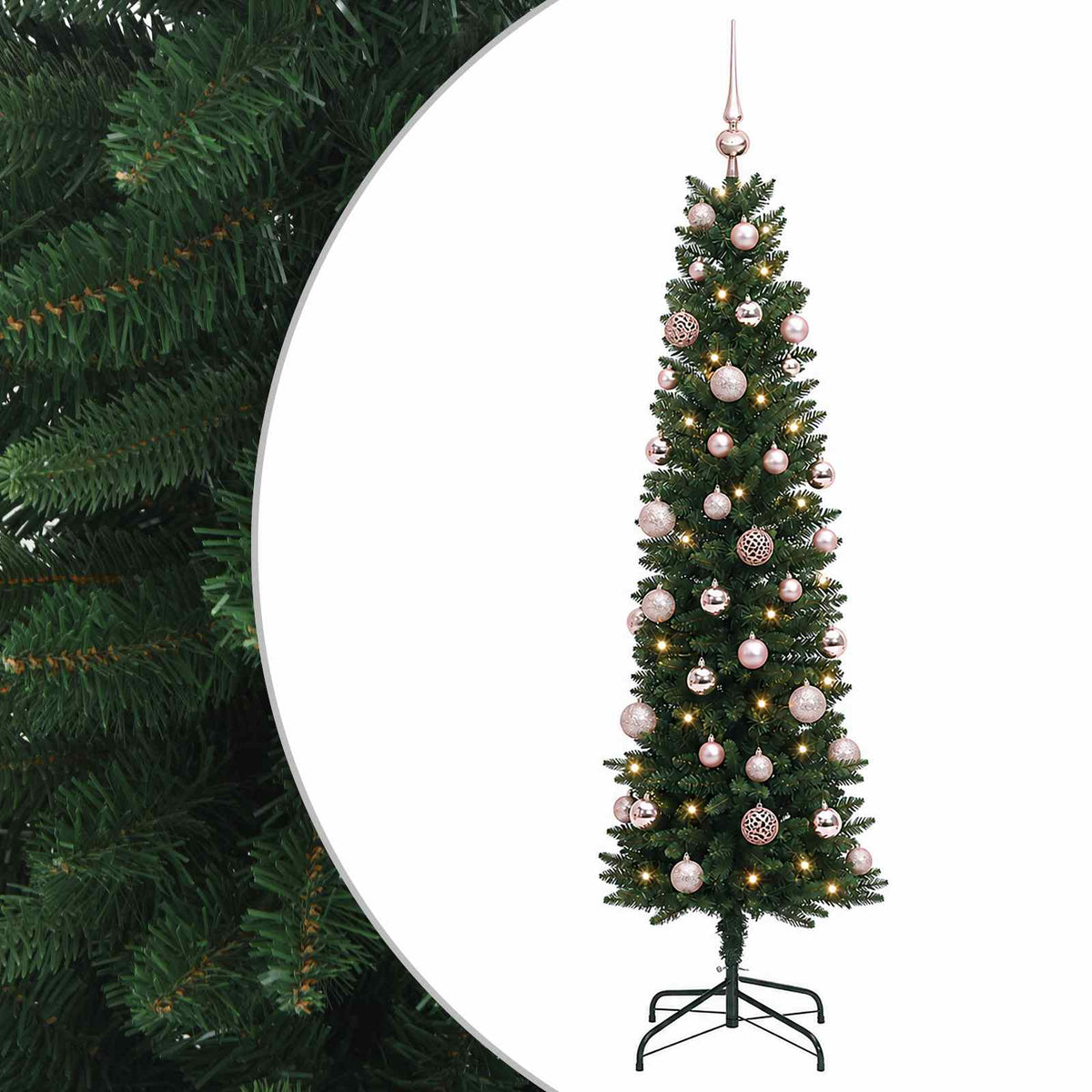 Umjetno usko božićno drvce s kuglicom 120 cm 150 LED lampica