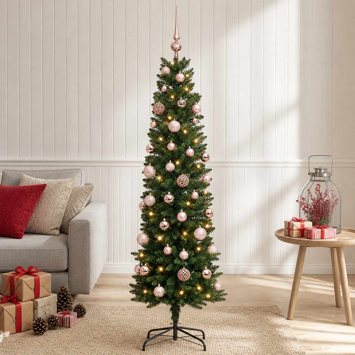 Umjetno usko božićno drvce s kuglicom 120 cm 150 LED lampica