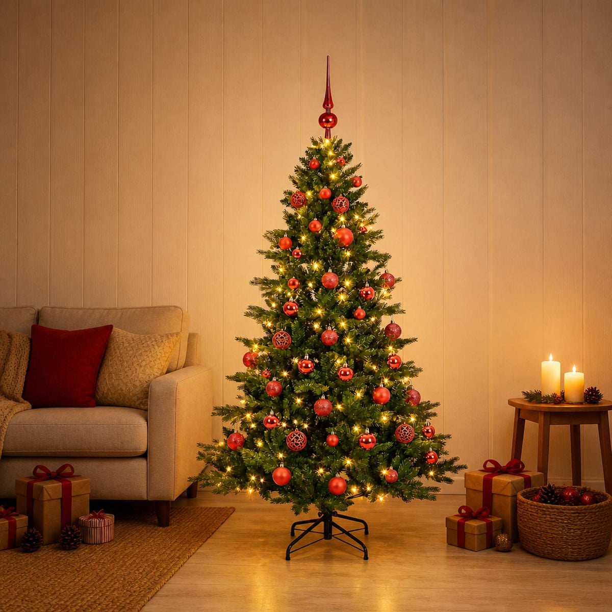 Umjetno božićno drvce s kuglicom 120 cm 150 LED lampica