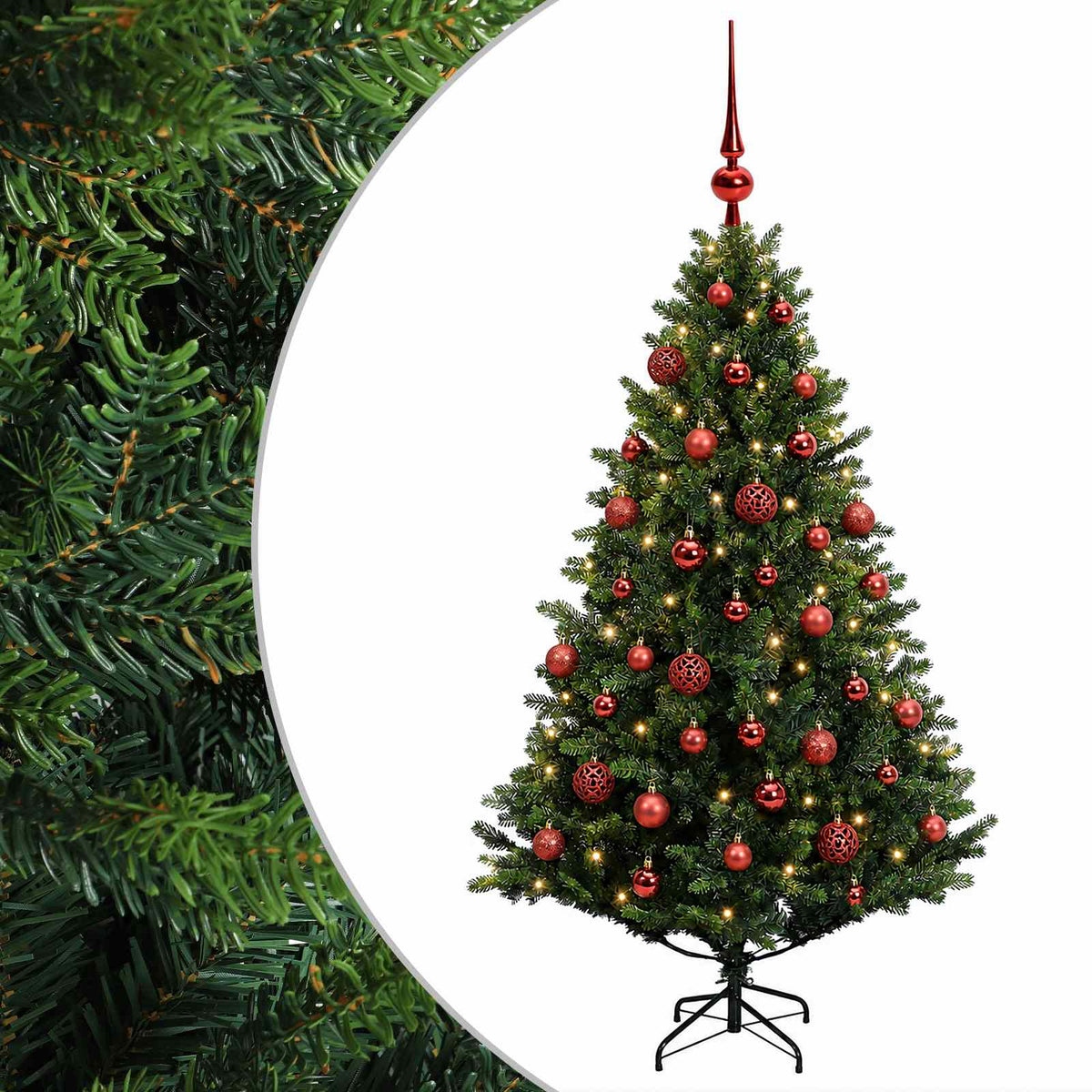 Umjetno božićno drvce s kuglicama 150 cm 150 LED lampica