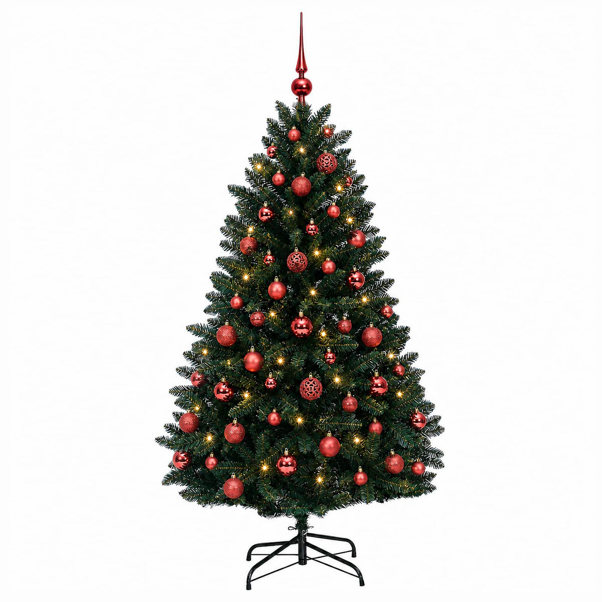 Umjetno božićno drvce tamnozeleno s kuglicama 150 cm