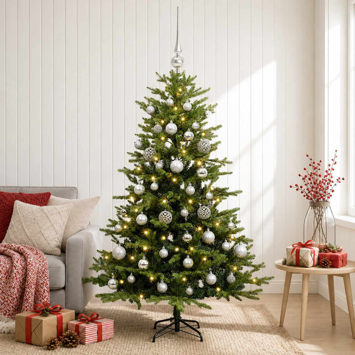 Umjetno božićno drvce s kuglicom 120 cm 150 LED lampica