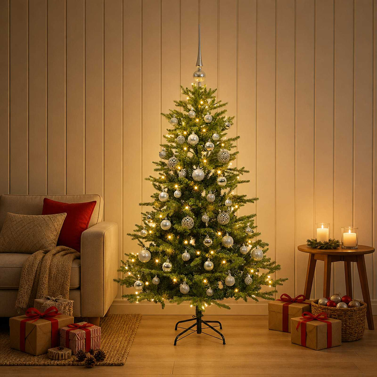 Umjetno božićno drvce s kuglicom 120 cm 150 LED lampica