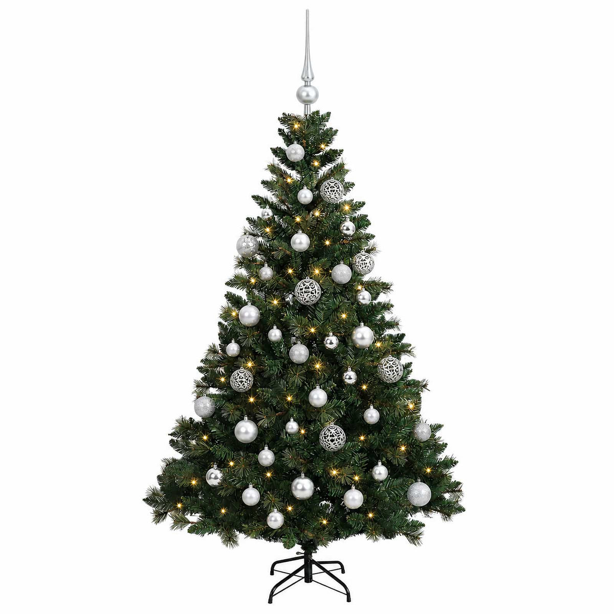 Umjetno božićno drvce s kuglicama 150 cm 150 LED lampica