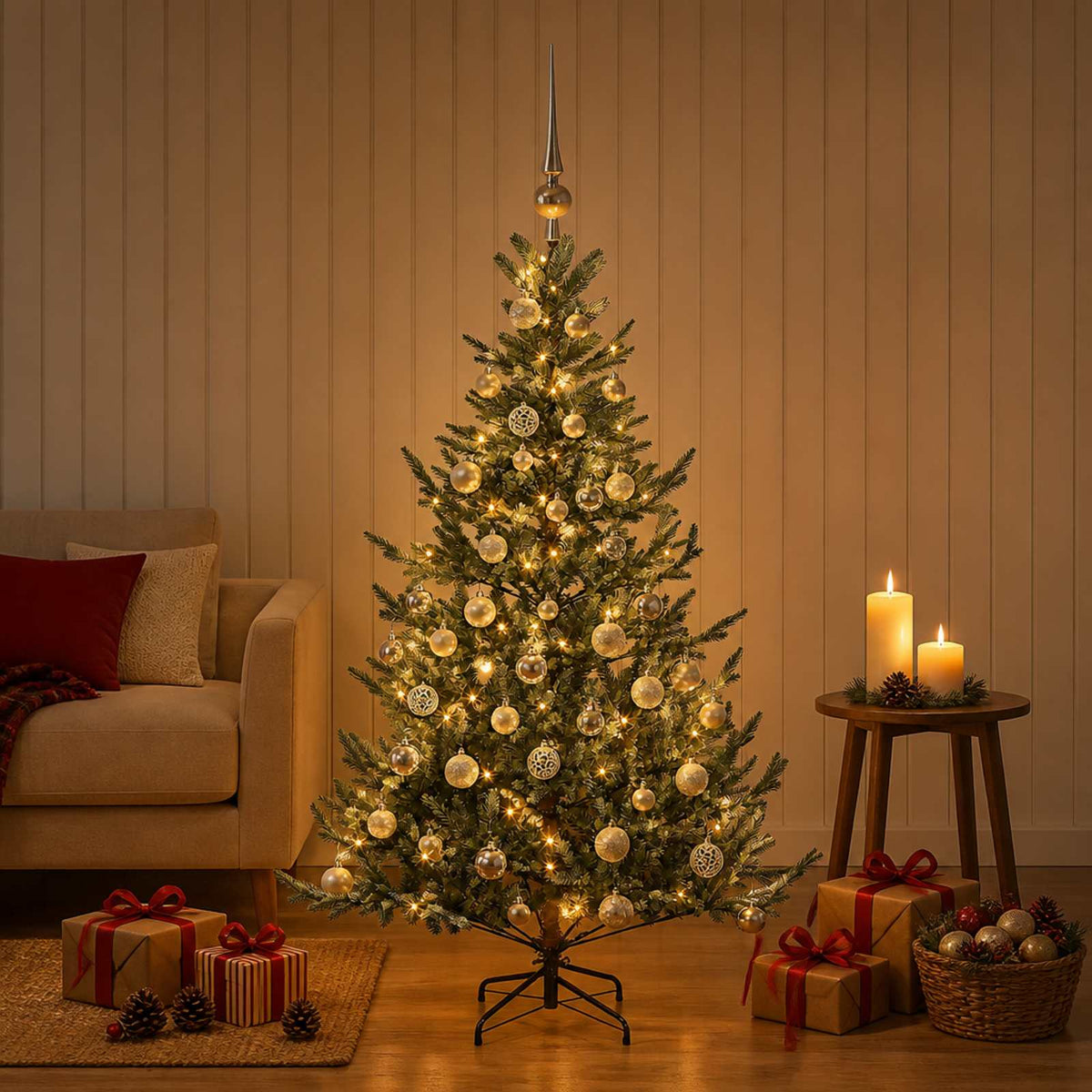 Umjetno božićno drvce s kuglicom 120 cm 150 LED lampica