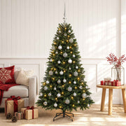 Umjetno božićno drvce s kuglicama 120 cm 150 LED lampica