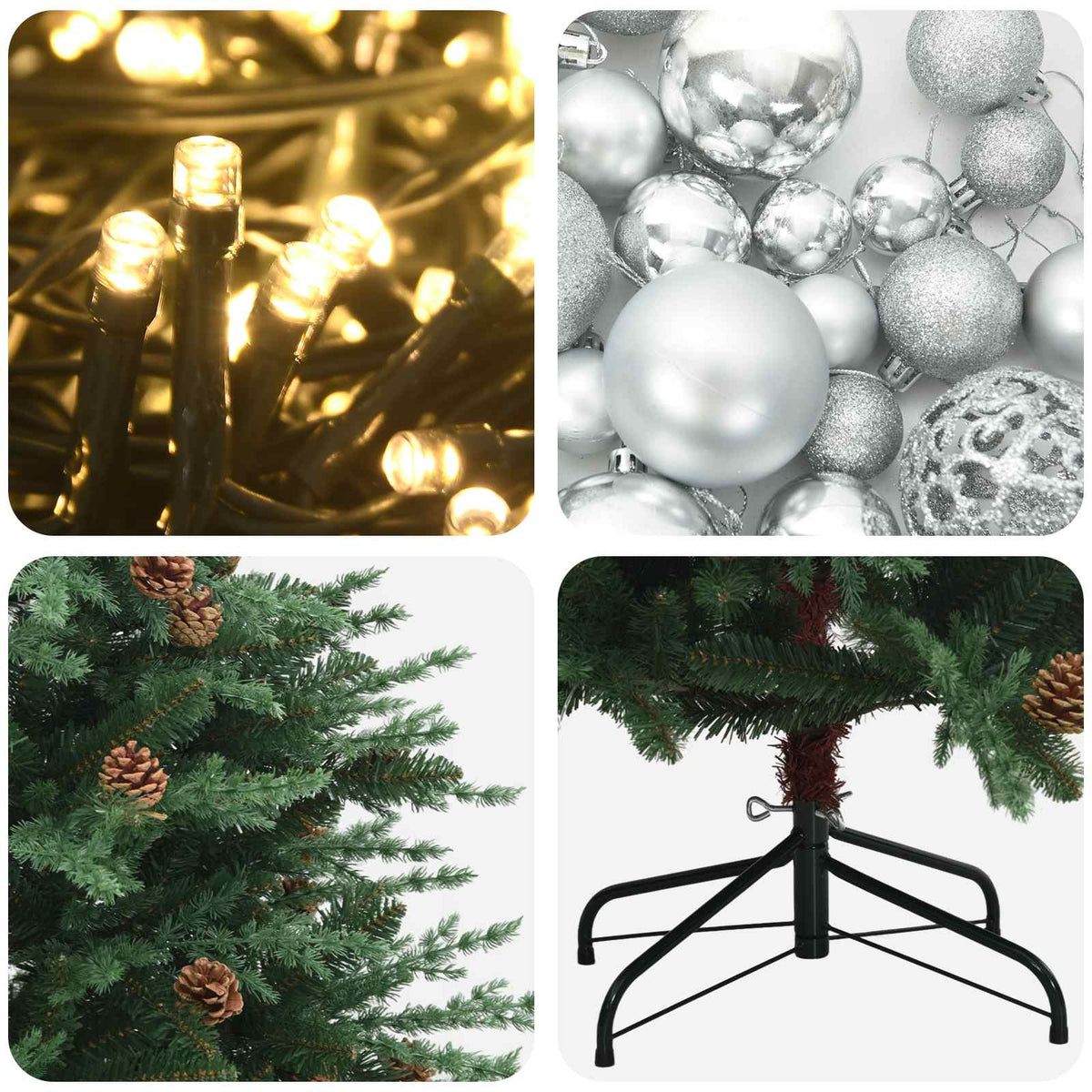 Umjetno božićno drvce s kuglicom 120 cm 150 LED lampica