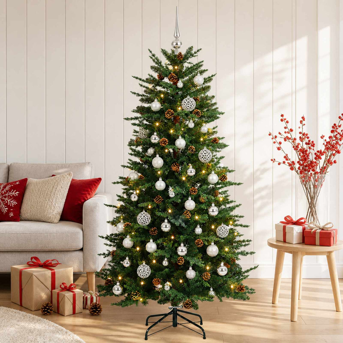 Umjetno božićno drvce s kuglicom 120 cm 150 LED lampica