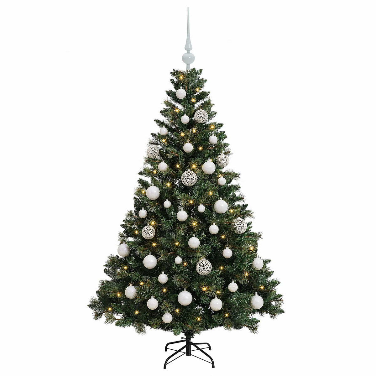 Umjetno božićno drvce s kuglicama 150 cm 150 LED lampica