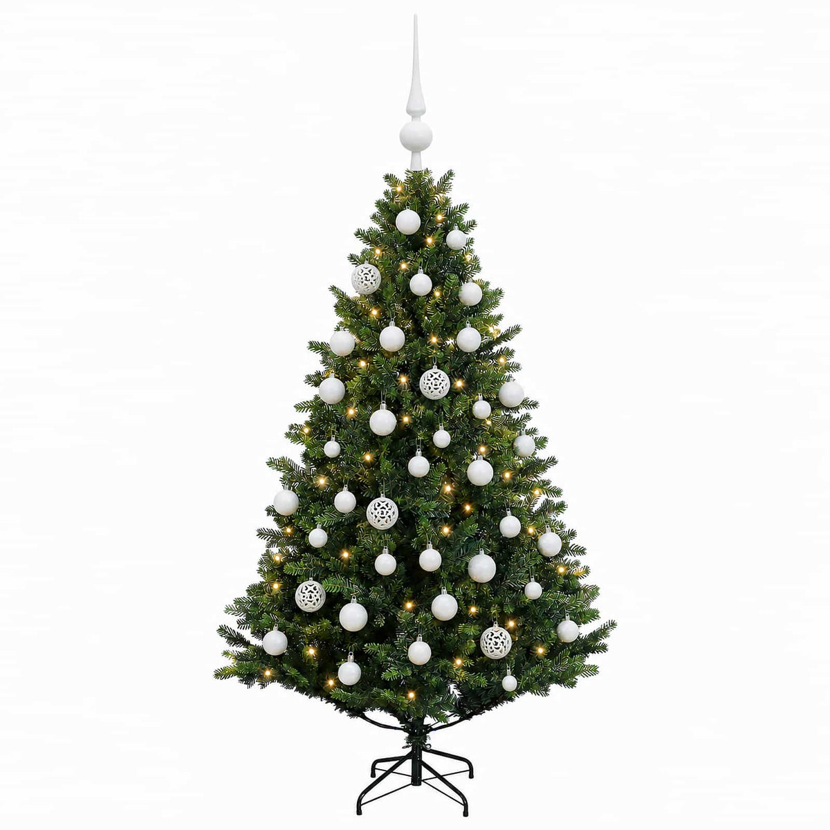 Umjetno božićno drvce s kuglicama 150 cm 150 LED lampica