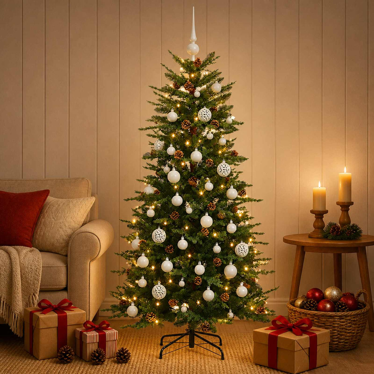 Umjetno božićno drvce s kuglicom 120 cm 150 LED lampica
