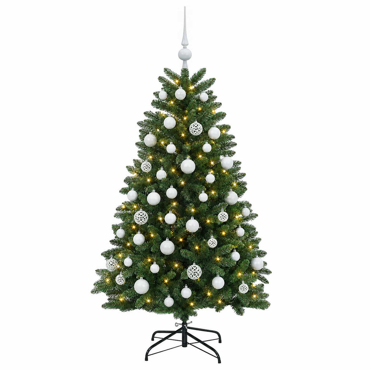 Umjetno božićno drvce srednje zeleno s kuglicama 150 cm