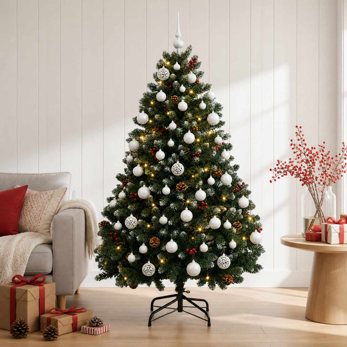 Umjetno božićno drvce zeleno s kuglicom 150 cm 150 LED lampica