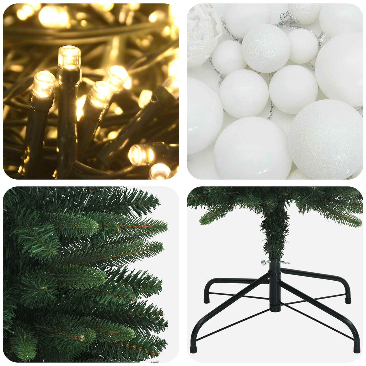 Umjetno usko božićno drvce s kuglicom 120 cm 150 LED lampica