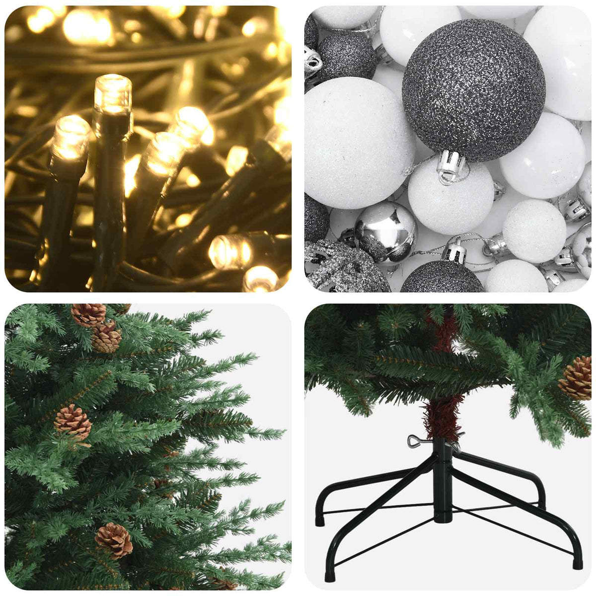 Umjetno božićno drvce s kuglicom 120 cm 150 LED lampica