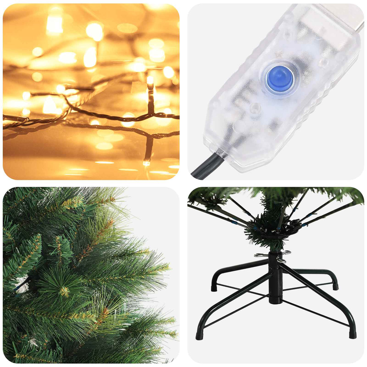 Umjetno božićno drvce s nogom 180 cm 300 LED lampica