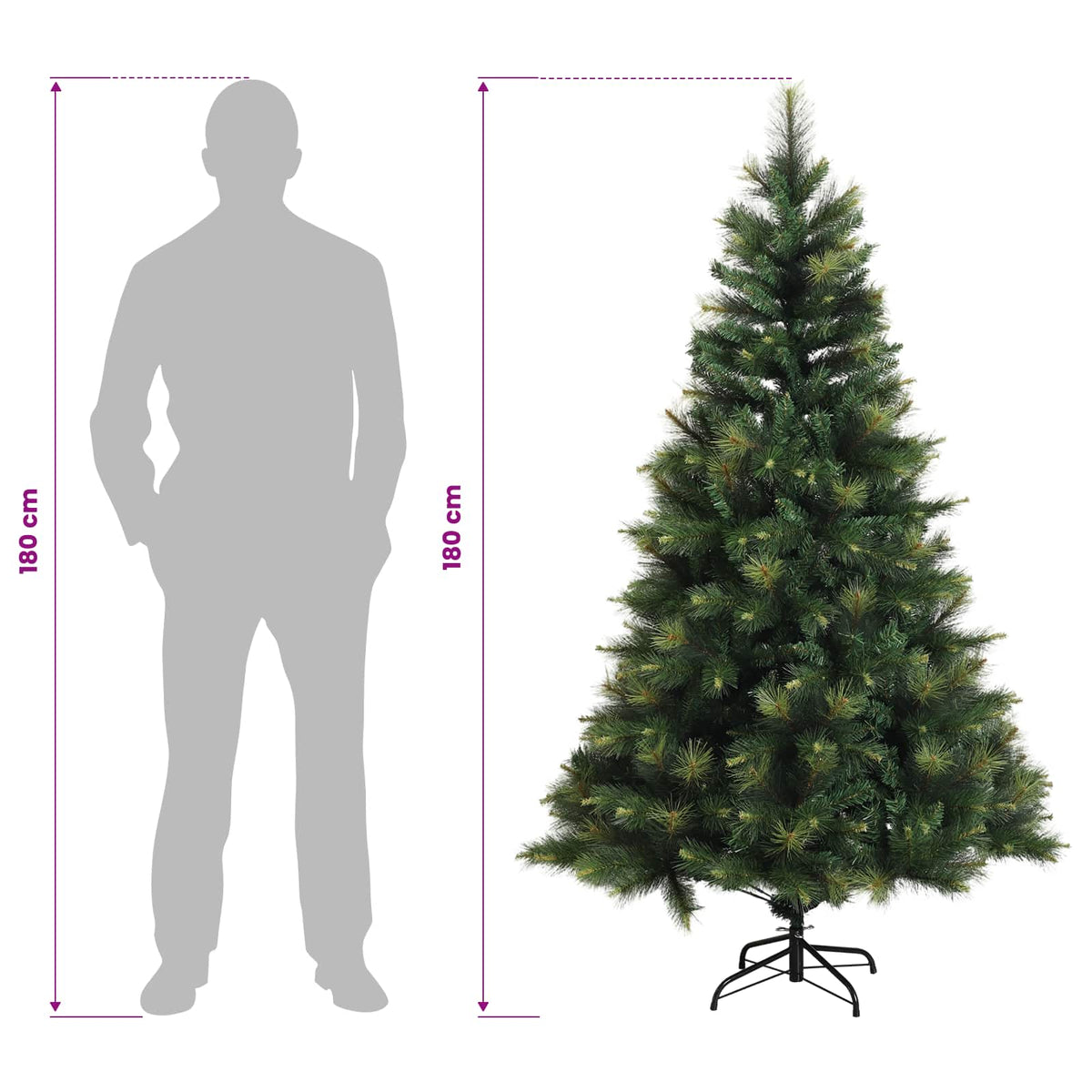 Umjetno božićno drvce s nogom 180 cm 300 LED lampica