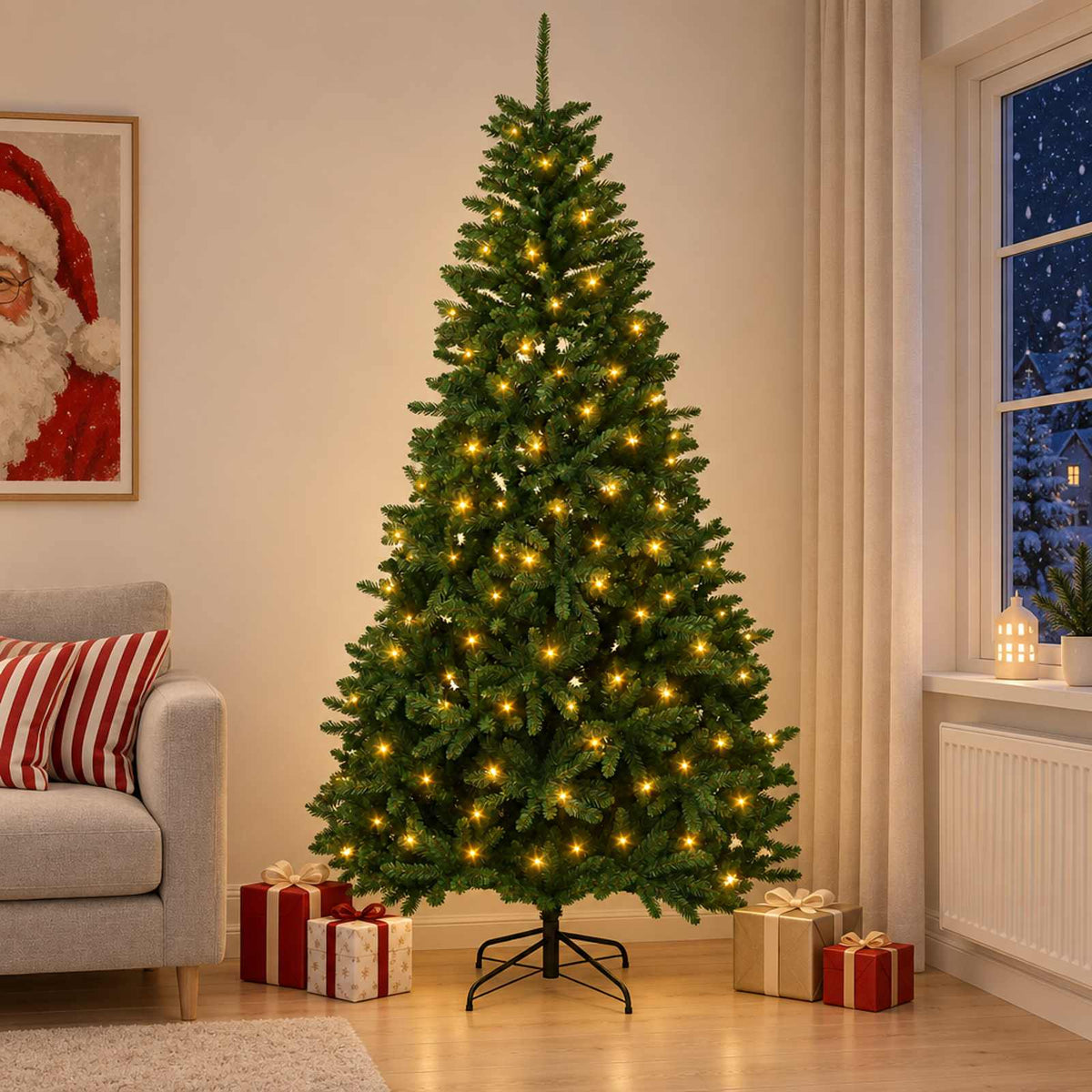 Umjetno božićno drvce s nogom 240 cm 300 LED lampica