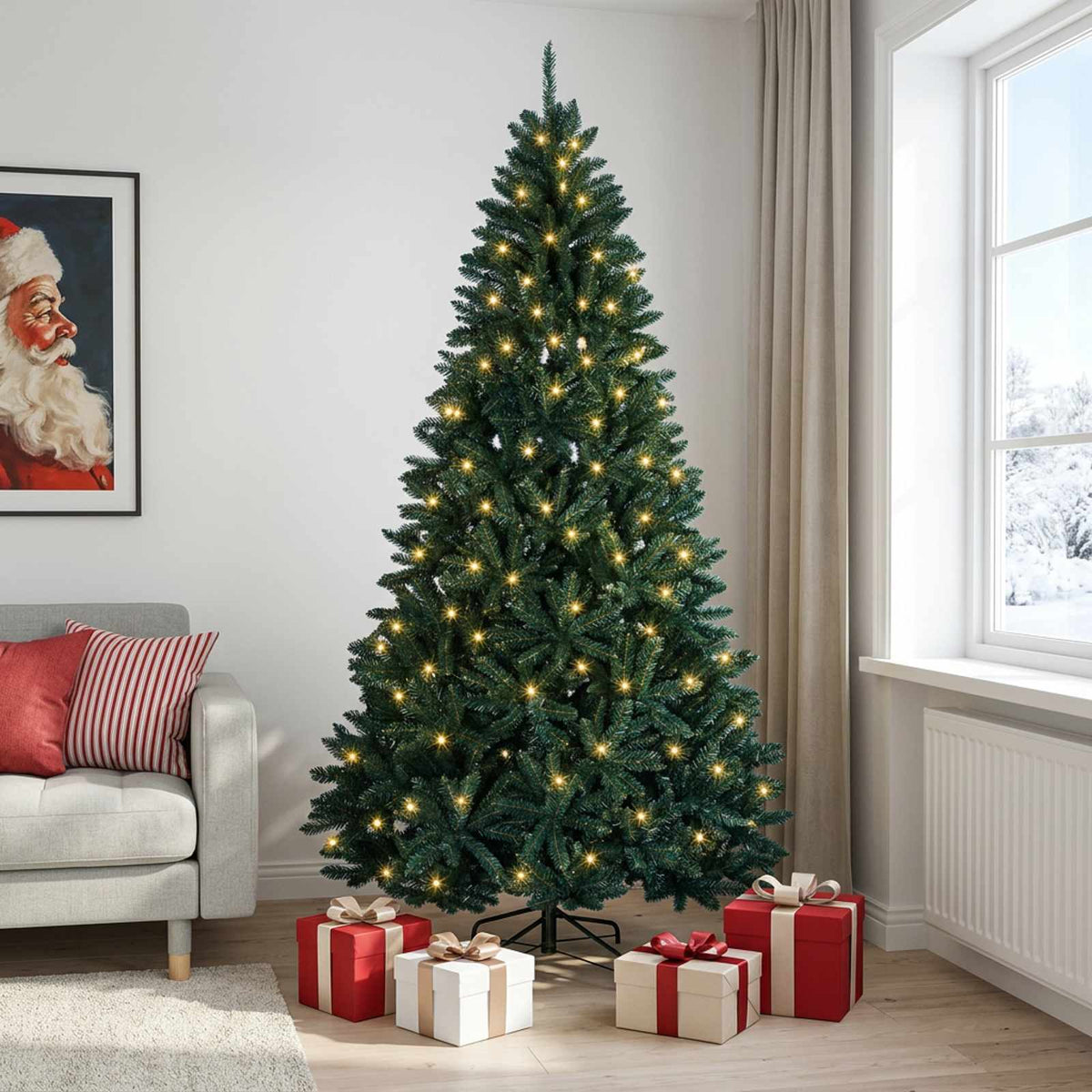Umjetno božićno drvce s nogom 210 cm 300 LED lampica