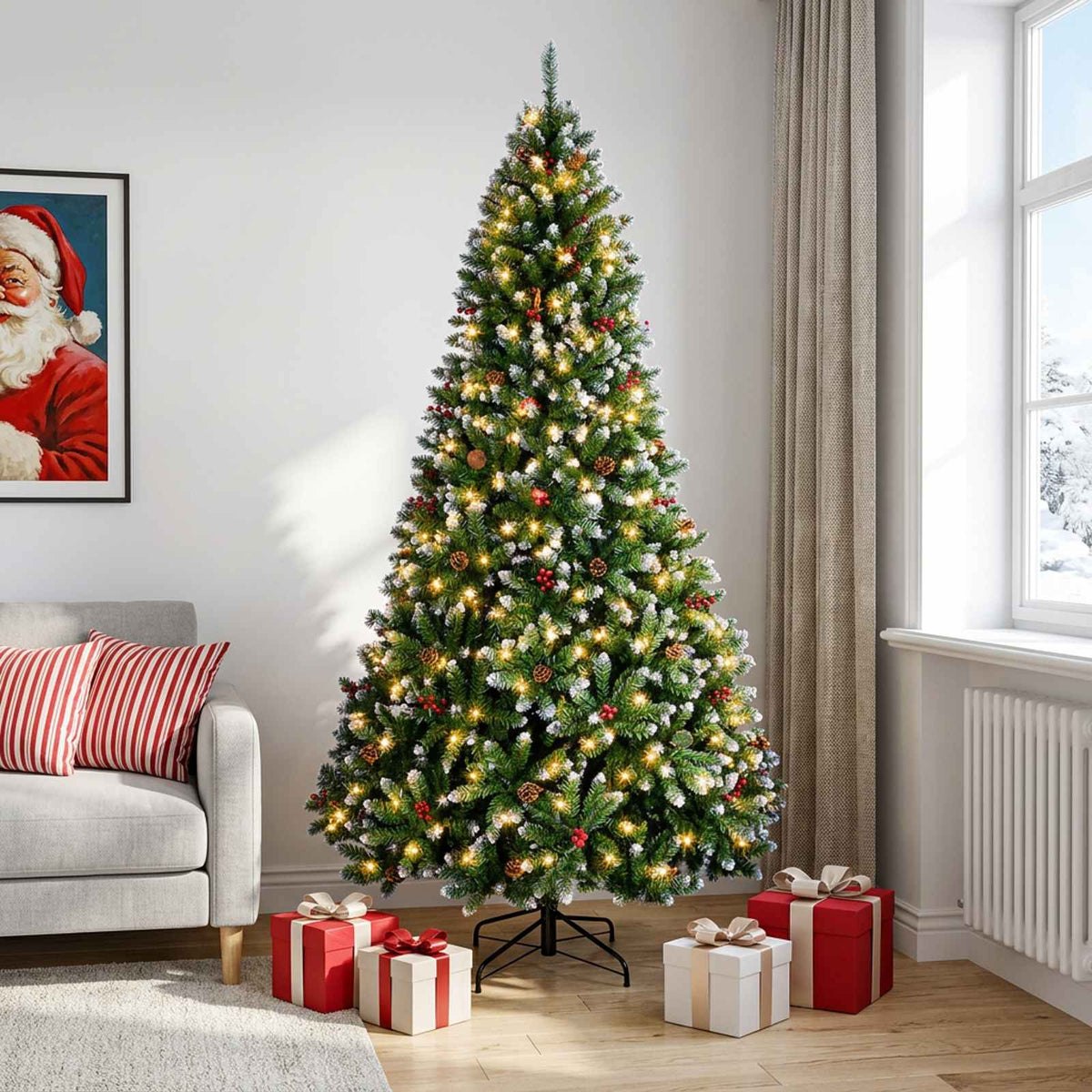 Umjetno božićno drvce sa šarkama 240 cm 300 LED lampica