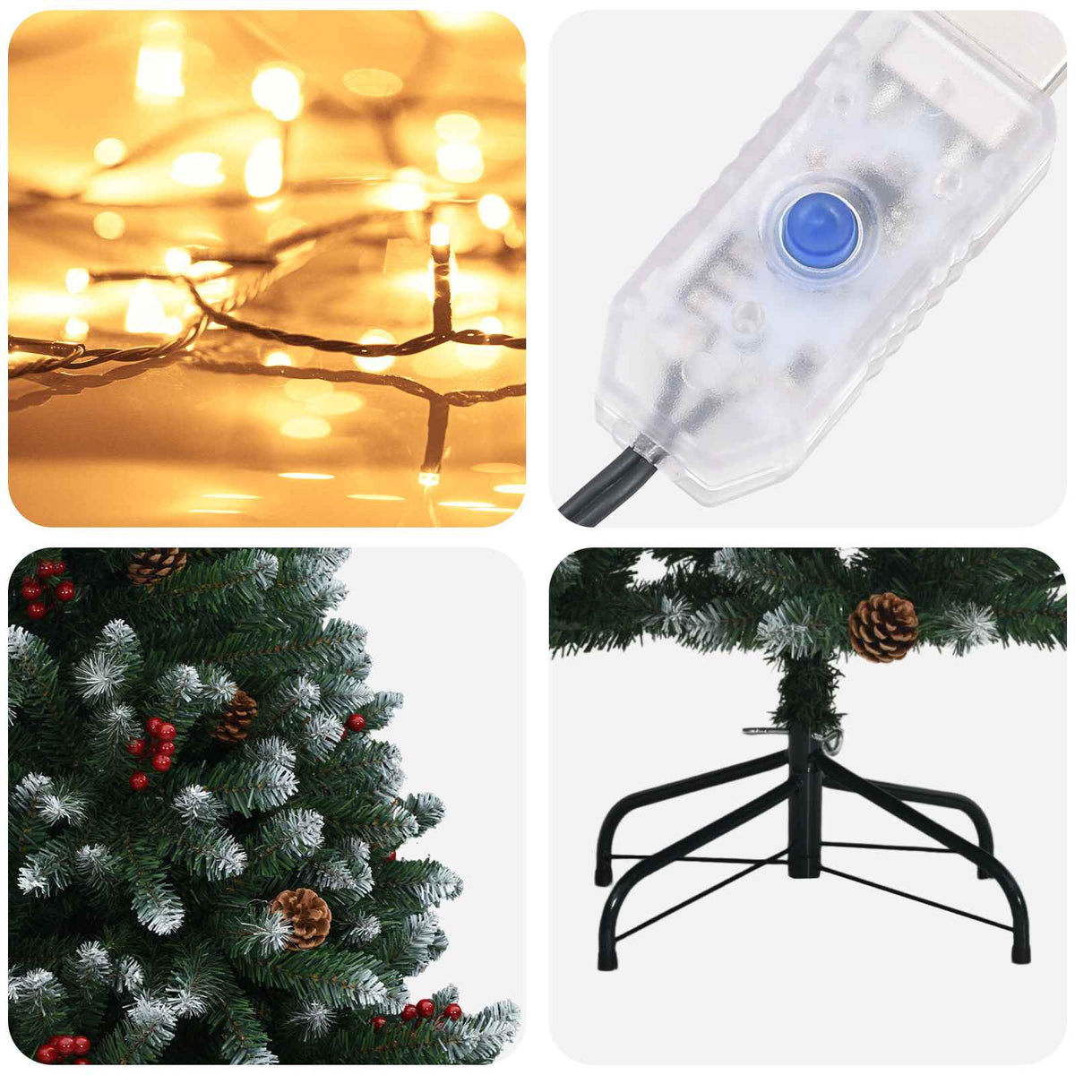 Umjetno božićno drvce sa šarkama 240 cm 300 LED lampica