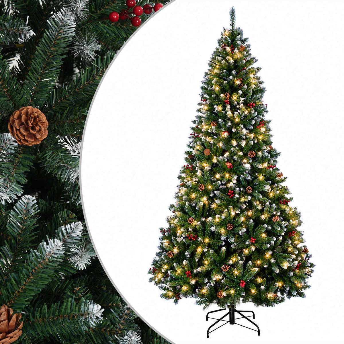 Umjetno božićno drvce sa šarkama 240 cm 300 LED lampica