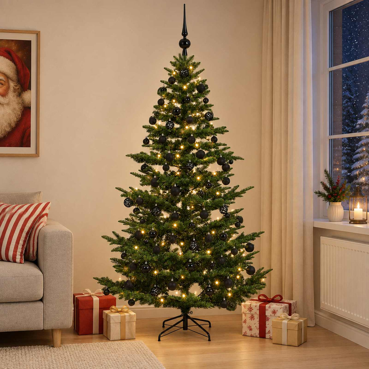 Umjetno božićno drvce s kuglicom 210 cm 300 LED lampica