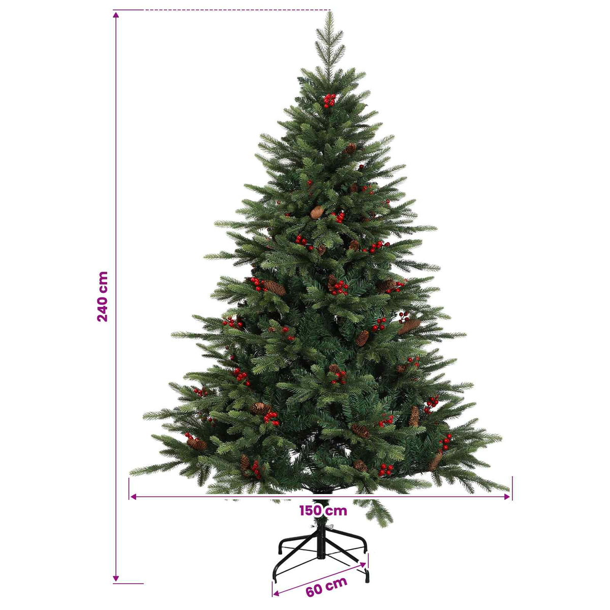 Umjetno božićno drvce s kuglicom 240 cm 300 LED lampica