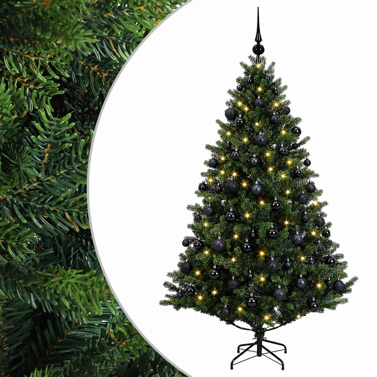 Umjetno božićno drvce s kuglicama 180 cm 300 LED lampica