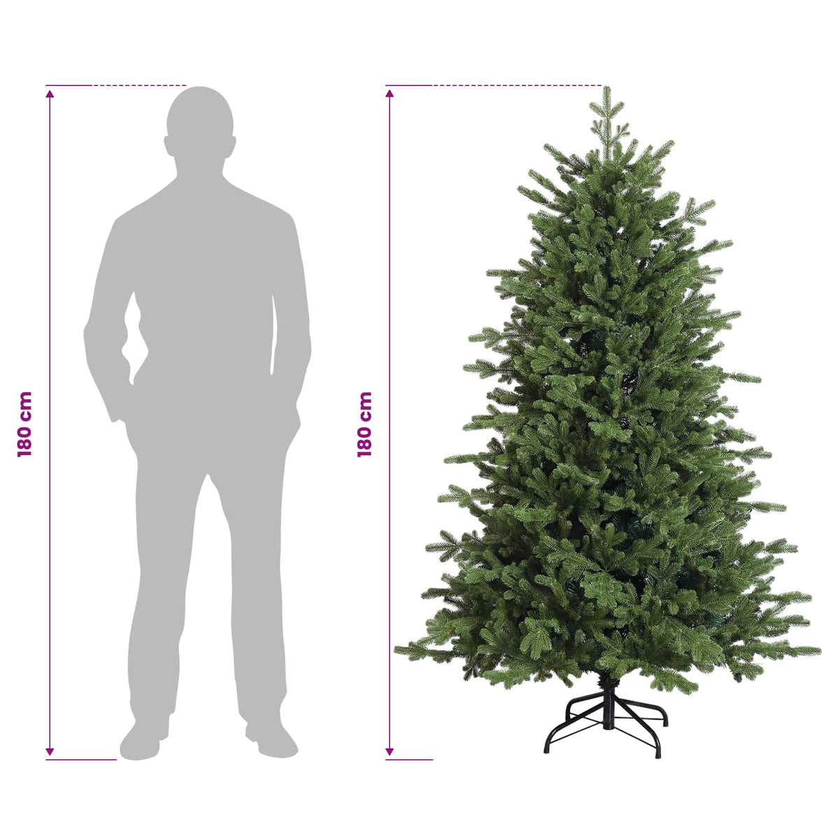 Umjetno božićno drvce s kuglicom 180 cm 300 LED lampica