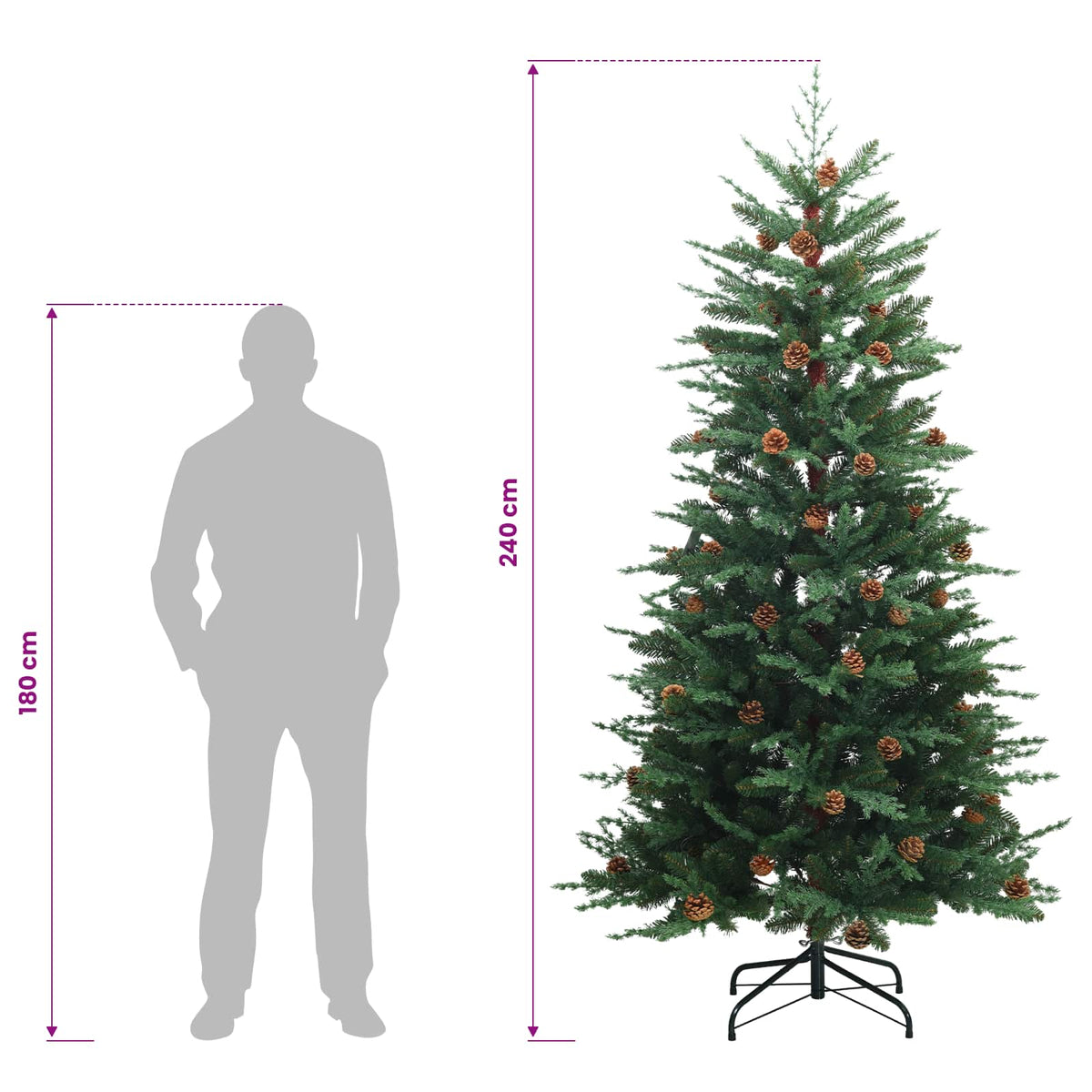 Umjetno božićno drvce s kuglicom 240 cm 300 LED lampica