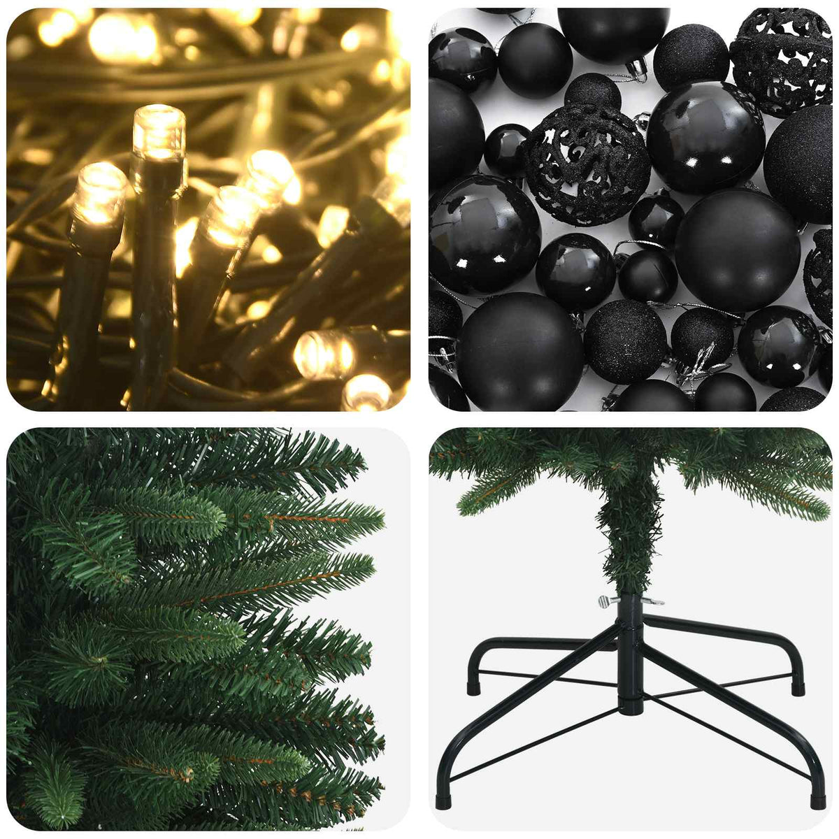 Umjetno usko božićno drvce s kuglicom 210 cm 300 LED lampica