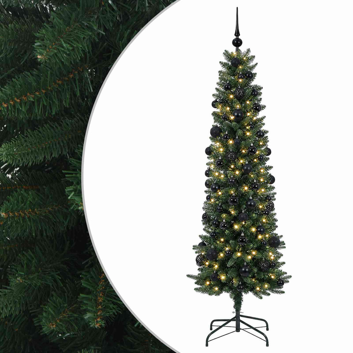 Umjetno usko božićno drvce s kuglicom 210 cm 300 LED lampica