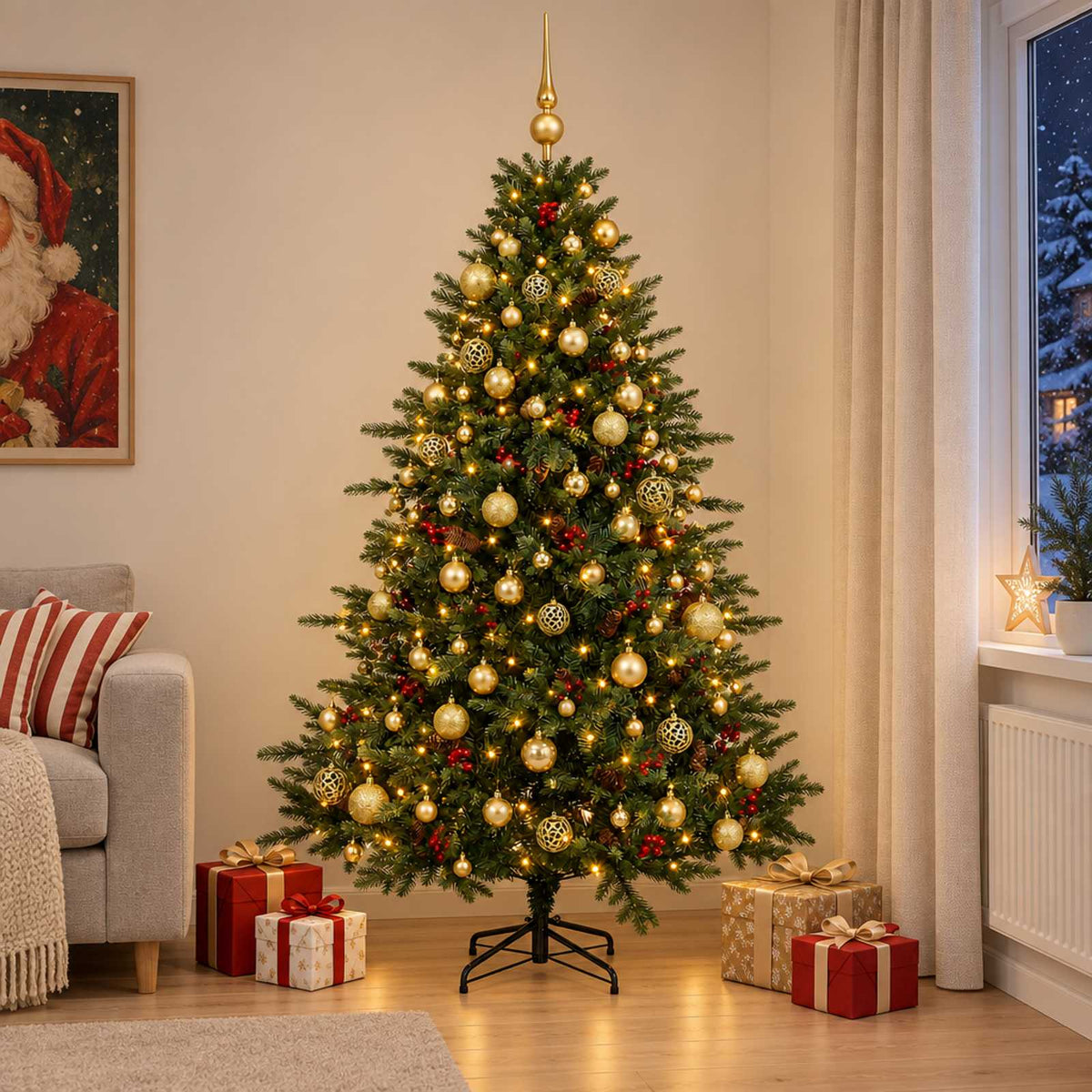 Umjetno božićno drvce s kuglicom 210 cm 300 LED lampica