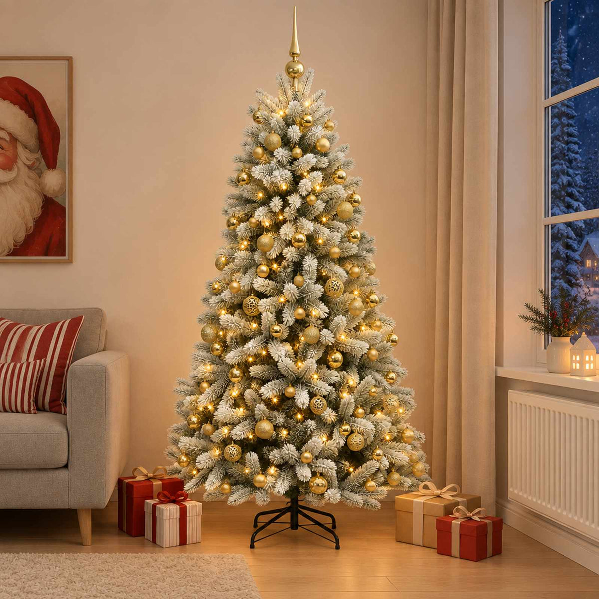 Umjetno božićno drvce s kuglicama 150 LED lampica
