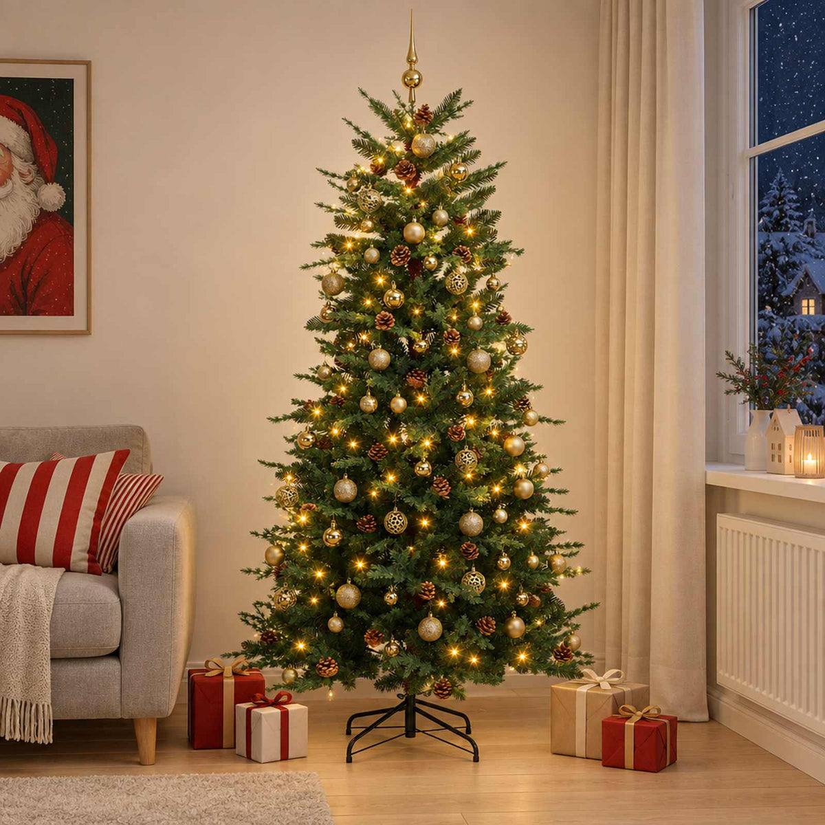 Umjetno božićno drvce s kuglicom 240 cm 300 LED lampica