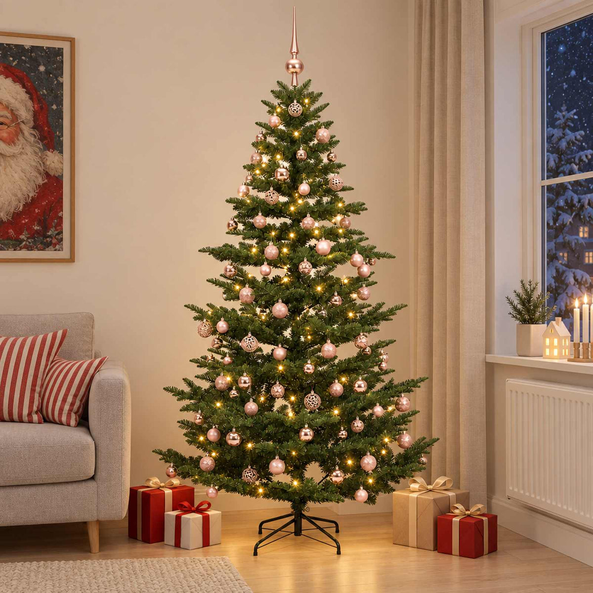 Umjetno božićno drvce s kuglicom 210 cm 300 LED lampica
