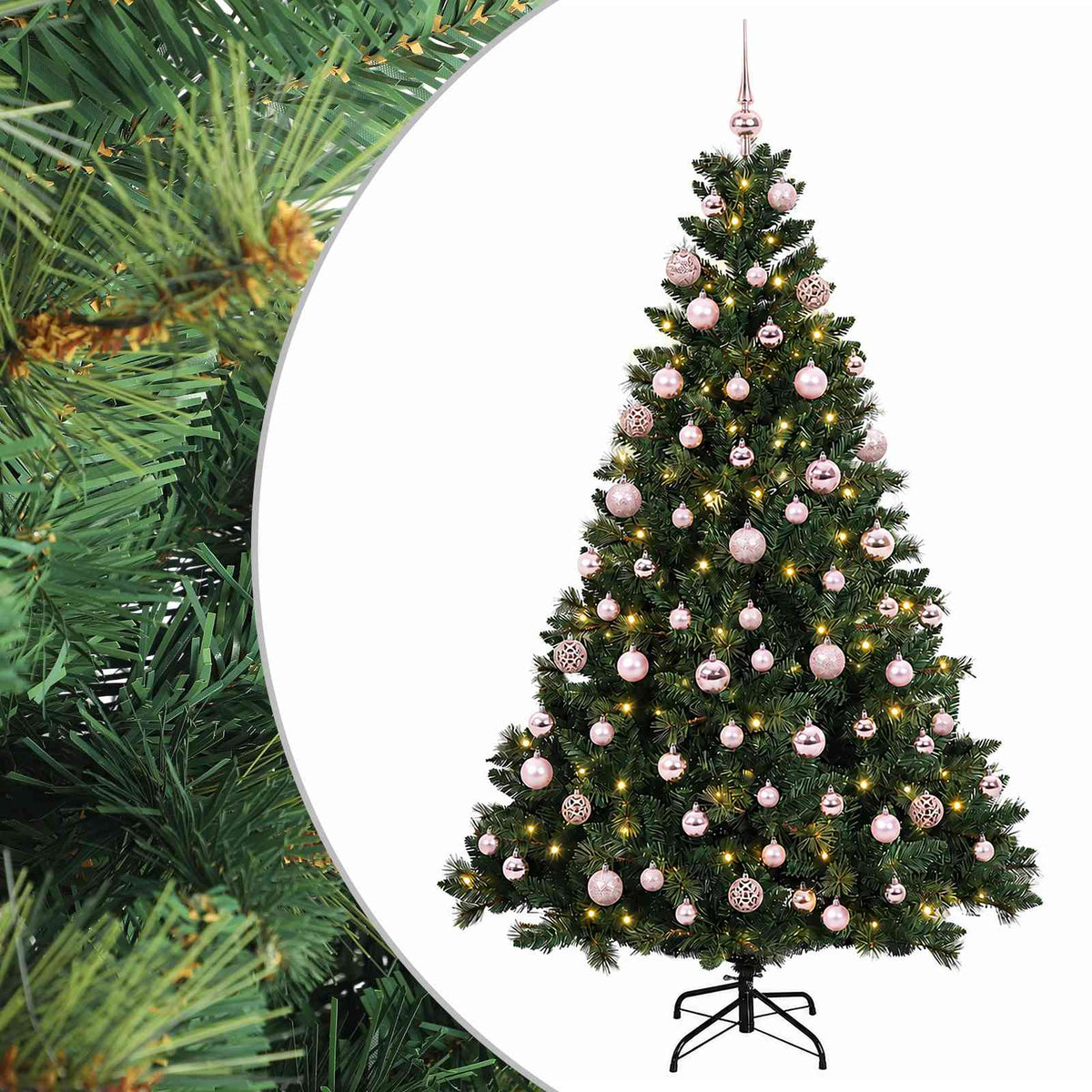 Umjetno božićno drvce s kuglicama 180 cm 300 LED lampica