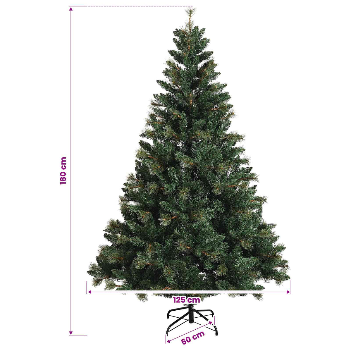 Umjetno božićno drvce s kuglicama 180 cm 300 LED lampica