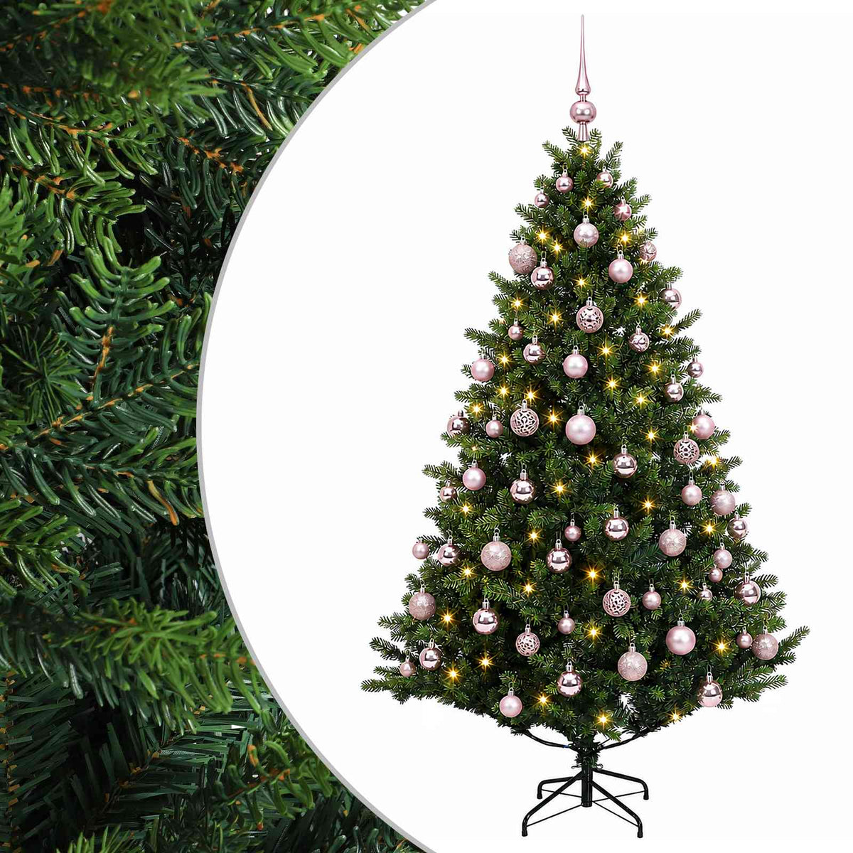 Umjetno božićno drvce s kuglicama 240 cm 300 LED lampica
