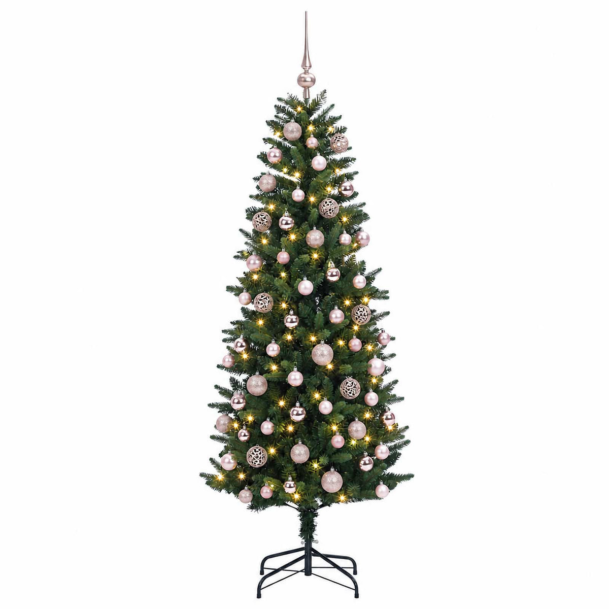 Umjetno božićno drvce s kuglicama 210 cm 300 LED lampica