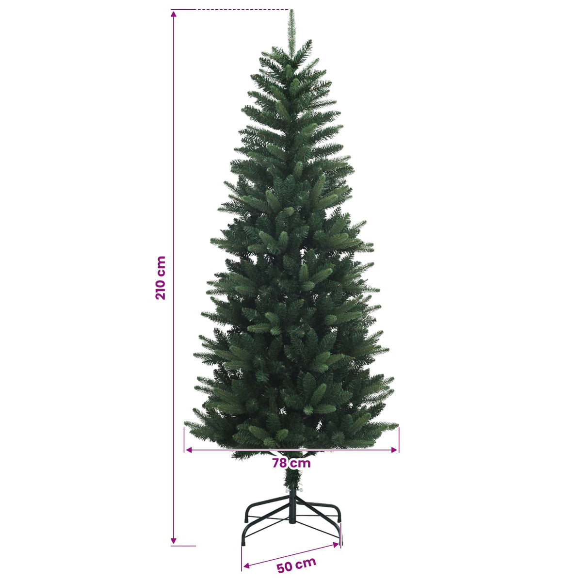 Umjetno božićno drvce s kuglicama 210 cm 300 LED lampica