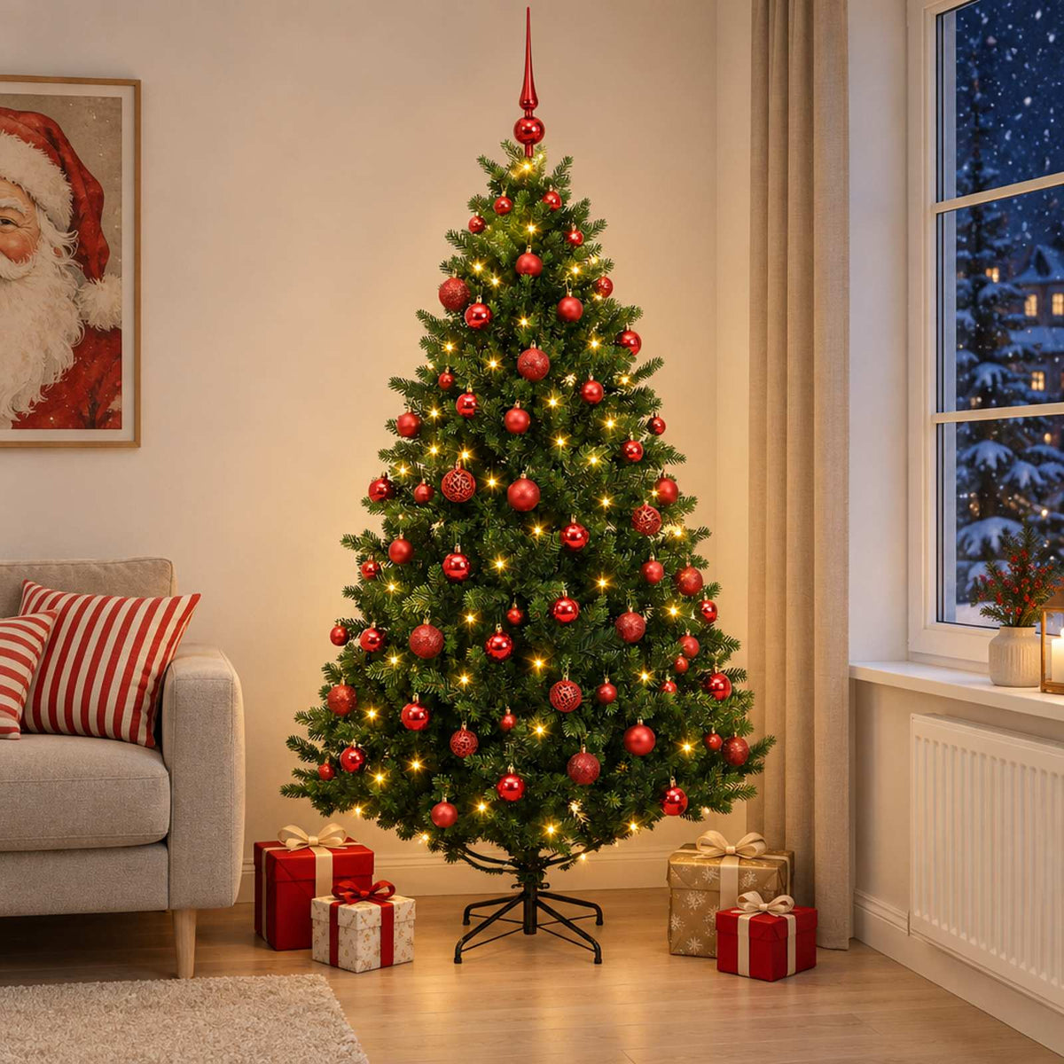 Umjetno božićno drvce s kuglicama 300 LED lampica
