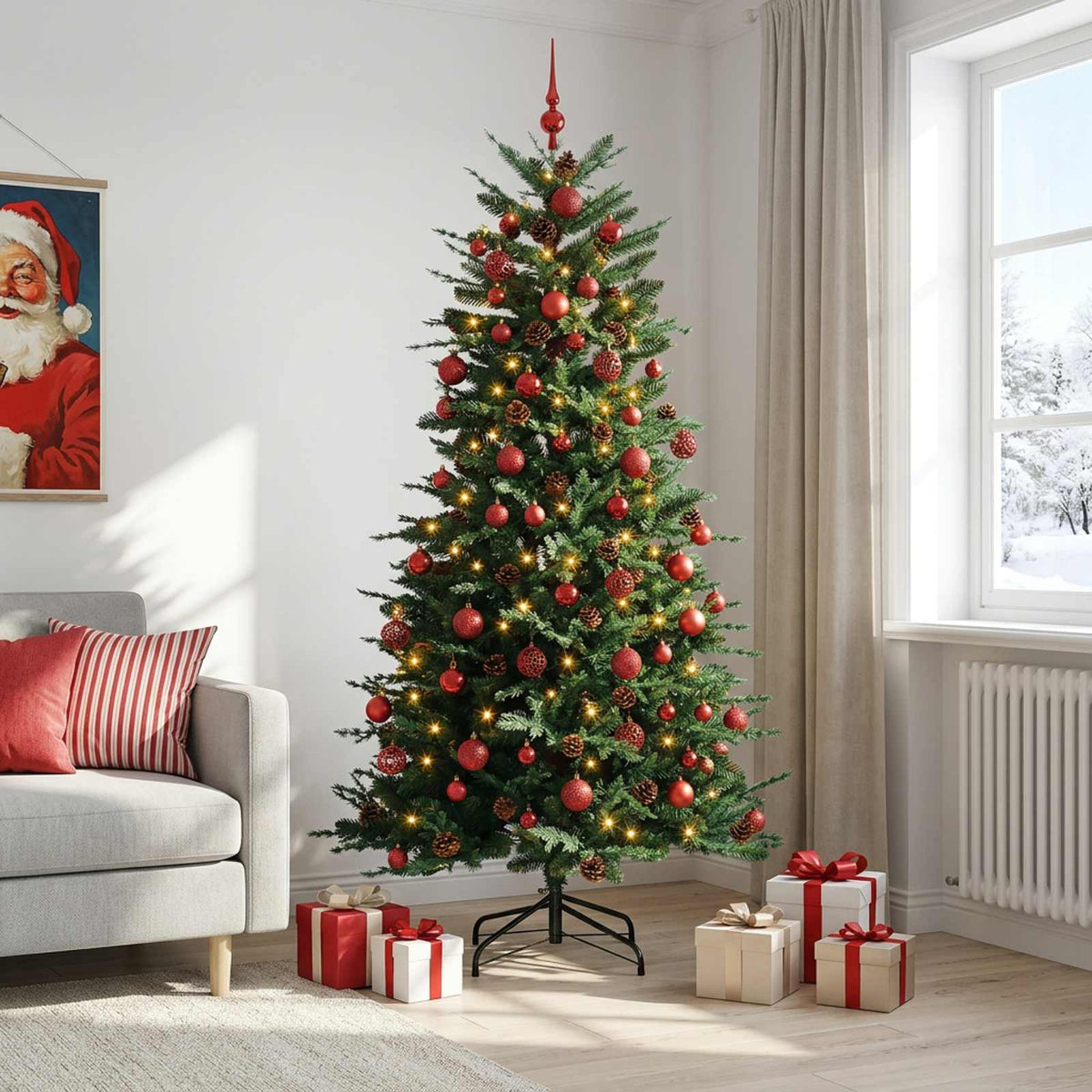 Umjetno božićno drvce s nogom 180 cm 300 LED lampica