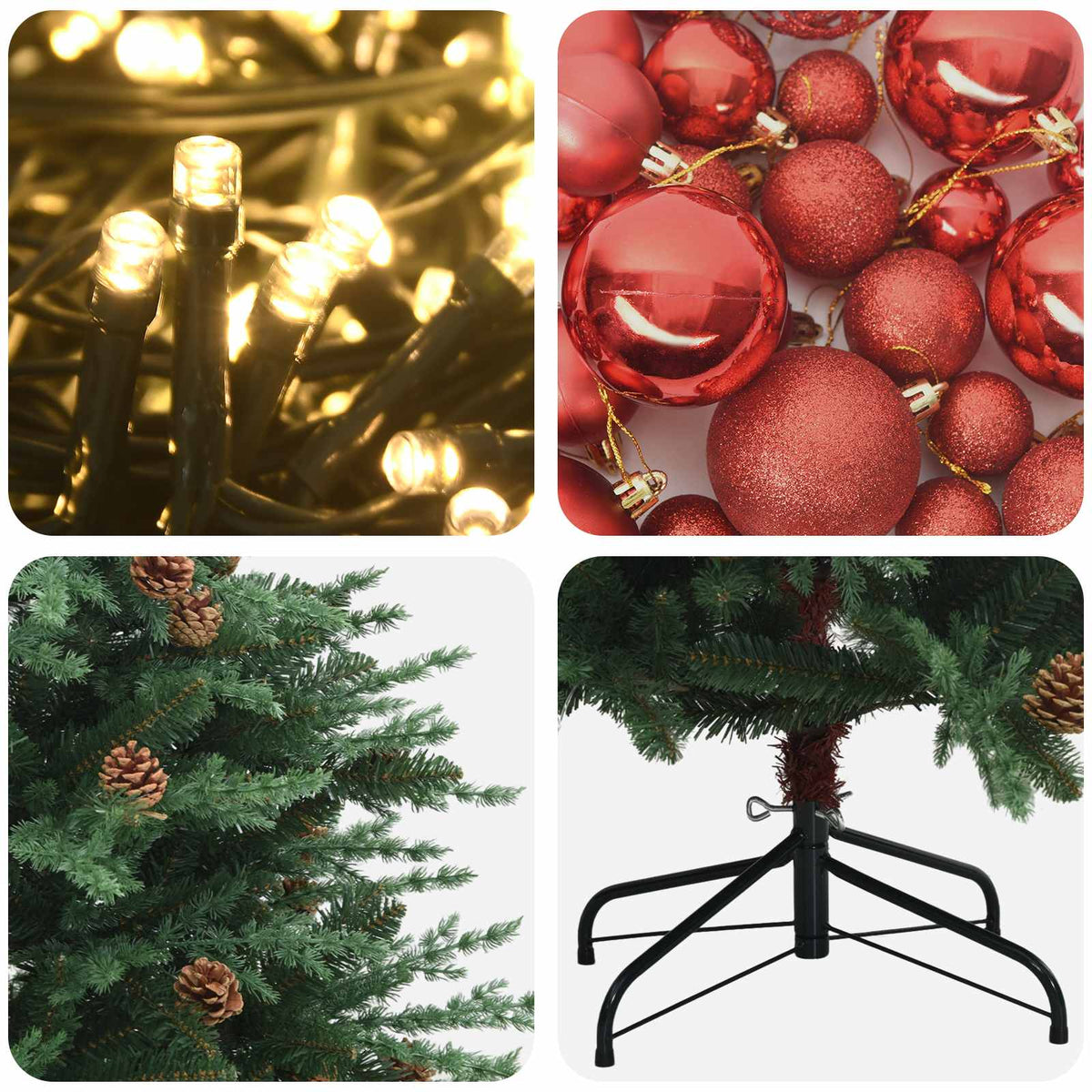 Umjetno božićno drvce s nogom 180 cm 300 LED lampica