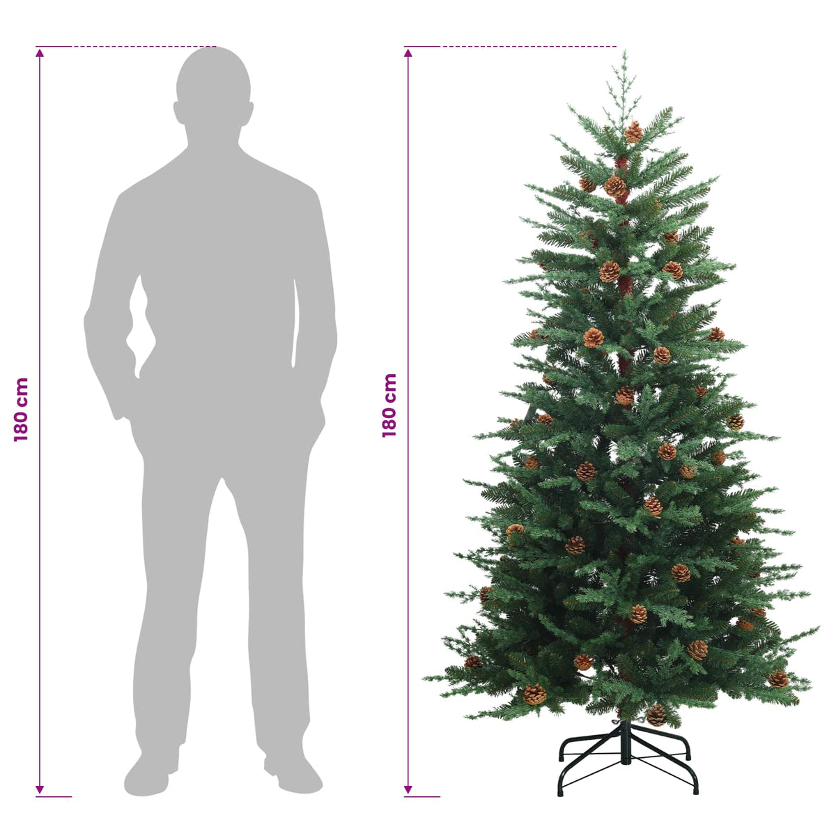 Umjetno božićno drvce s nogom 180 cm 300 LED lampica